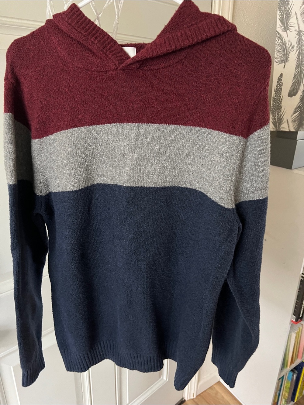 Goodfellow & Co Men's Crewneck Hooded Sweater - Burgundy, Gray & Navy